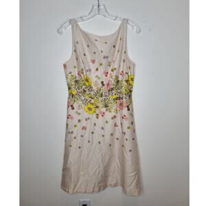 Ann Taylor Loft Outlet beige floral cotton sleeveless dress - 4